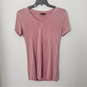 POL Lounge Soft Mauve Pink V Neck Long Blouse Top